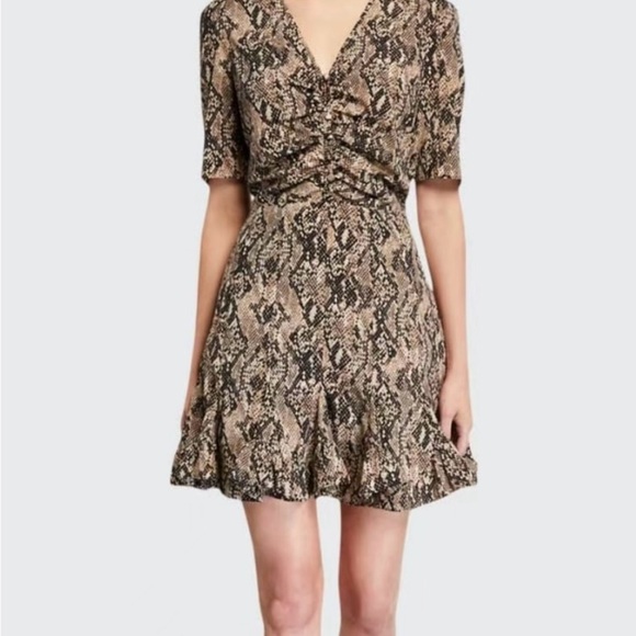 Veronica Beard Silk Snake Print Short Sleeve V Neck Sheath Dress size 12 - Picture 5 of 5
